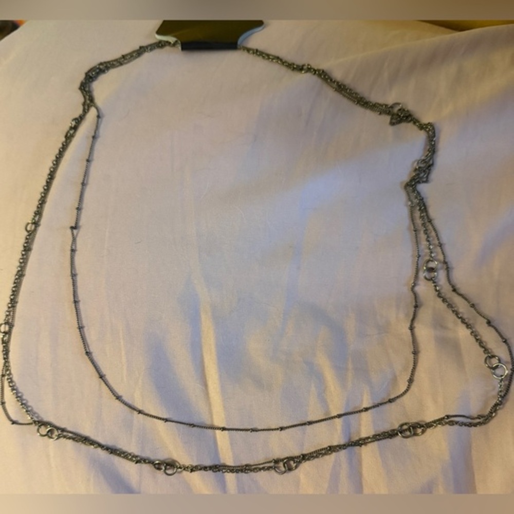 Silver Triple Strand Chain Necklace